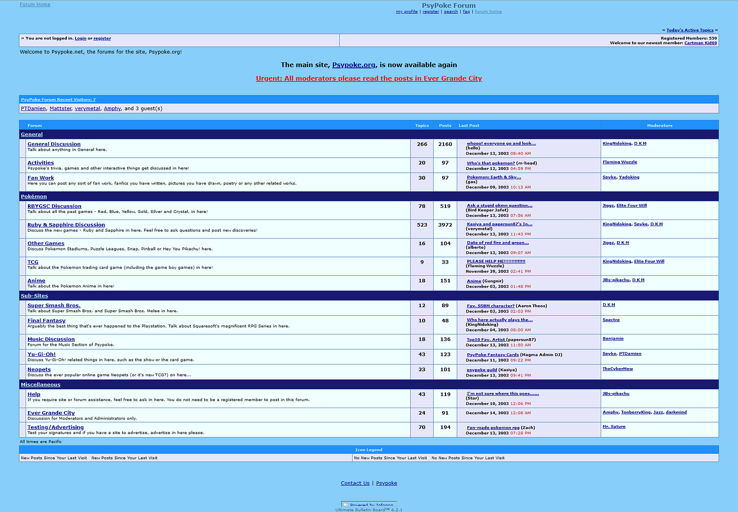 Psypoke forums from December 2003