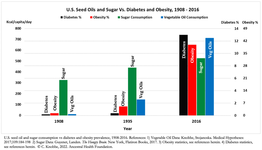 seed oils and sugar vs diabetes and obesity