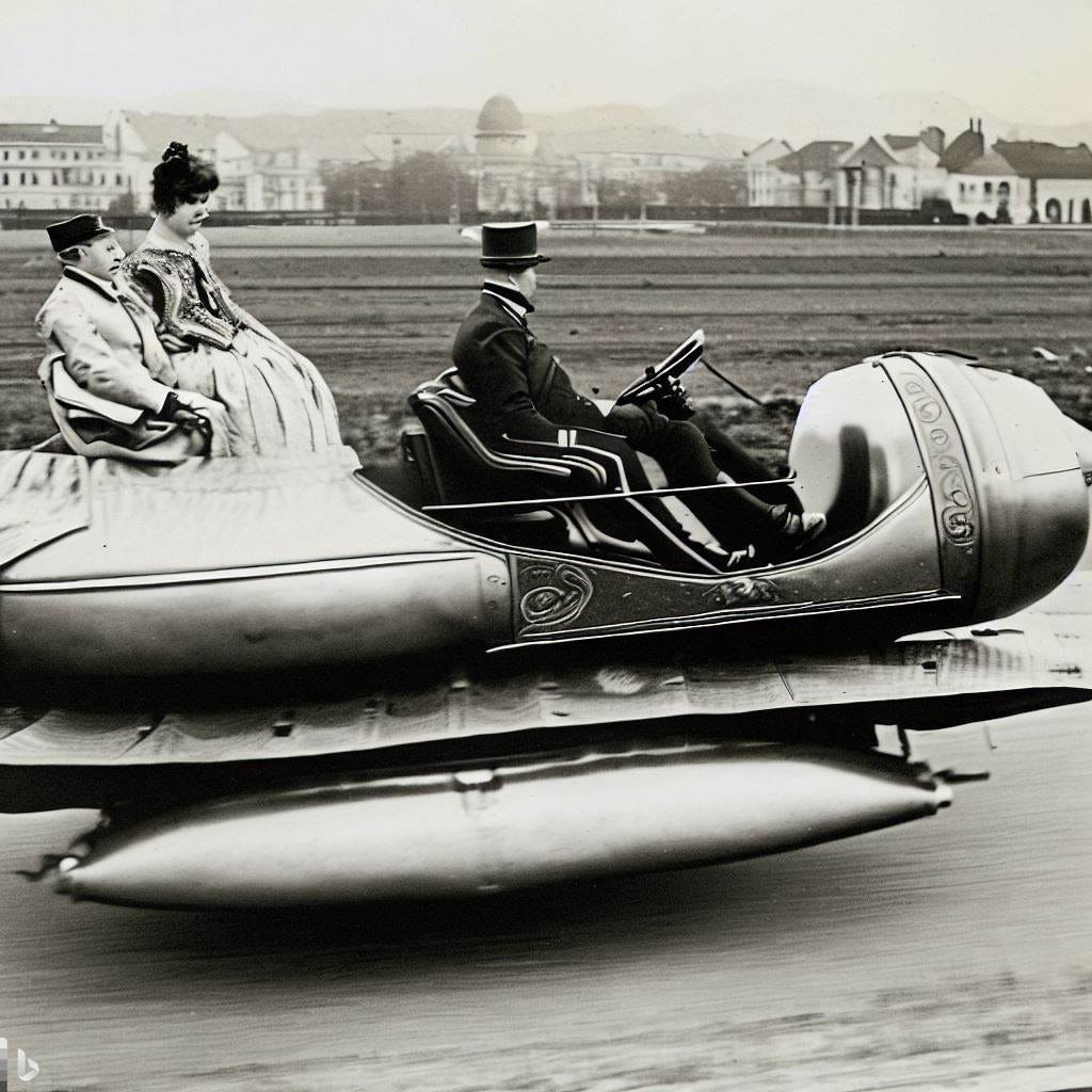 archduke ferdinand and wife in a hovercar, 1914, Serbia