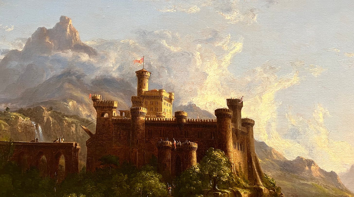 Painting of medieval European castle