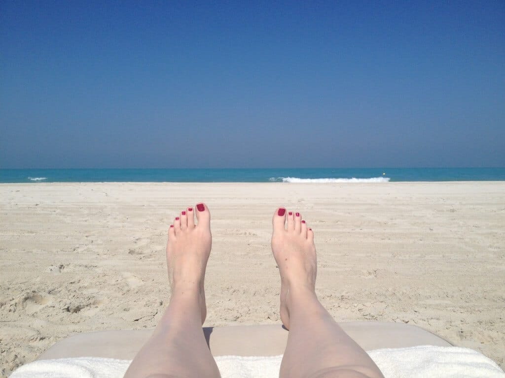 Relaxing on the beach at the Park Hyatt Abu Dhabi