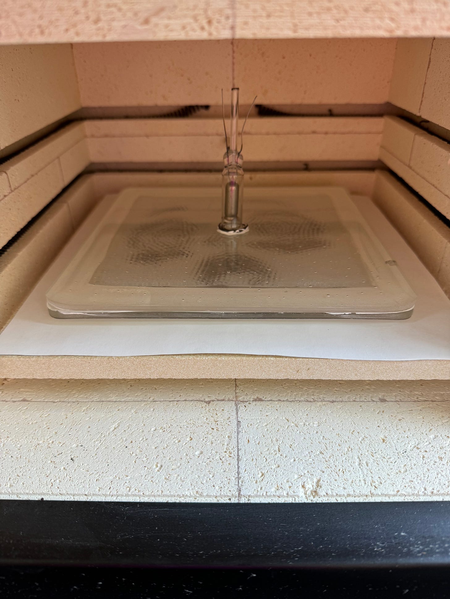 Glass in a kiln