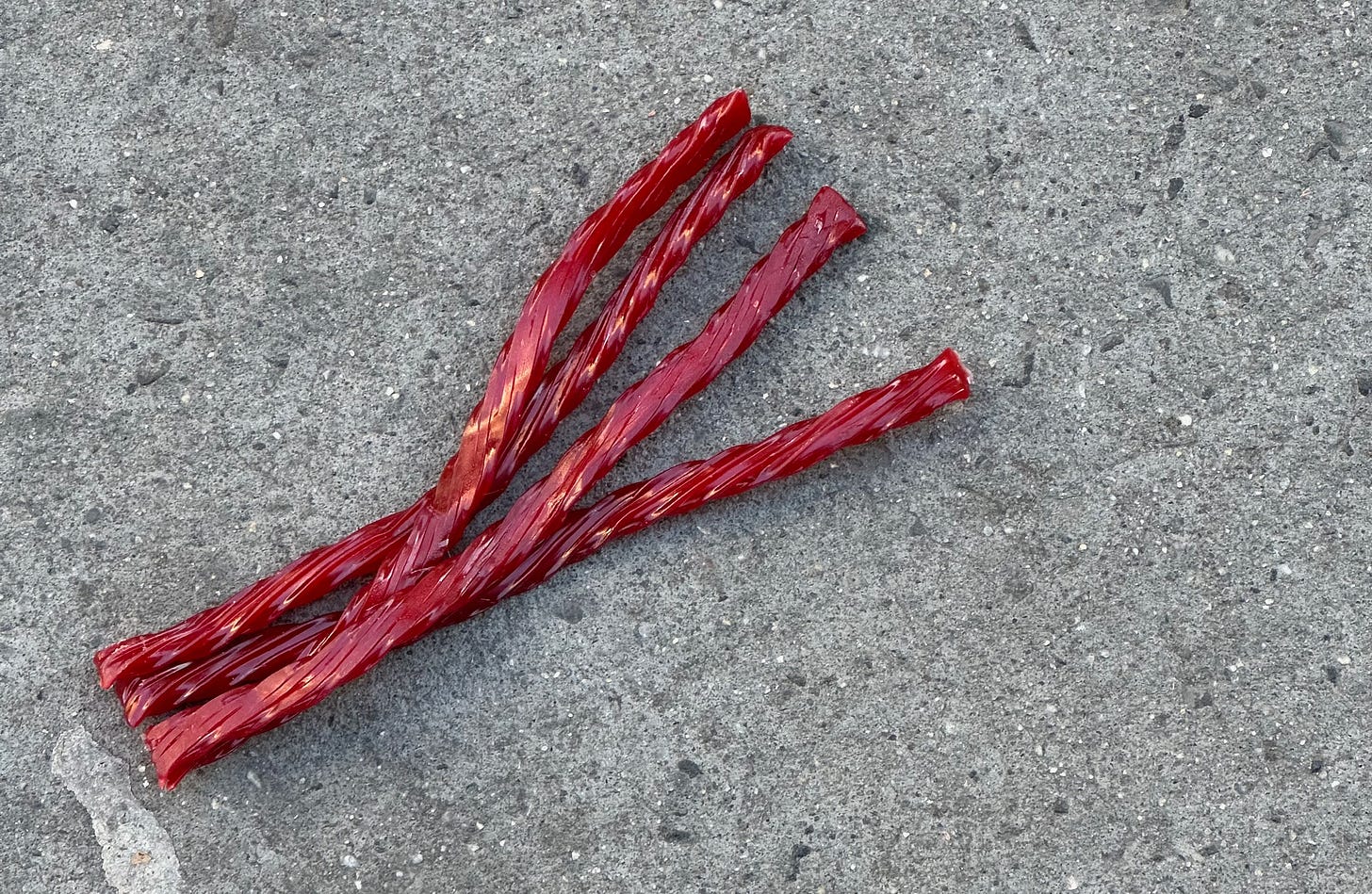 red vines on the sidewalk 