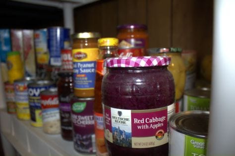 Pantry Mundo: flash, some ambient light from window to left of perspective. 