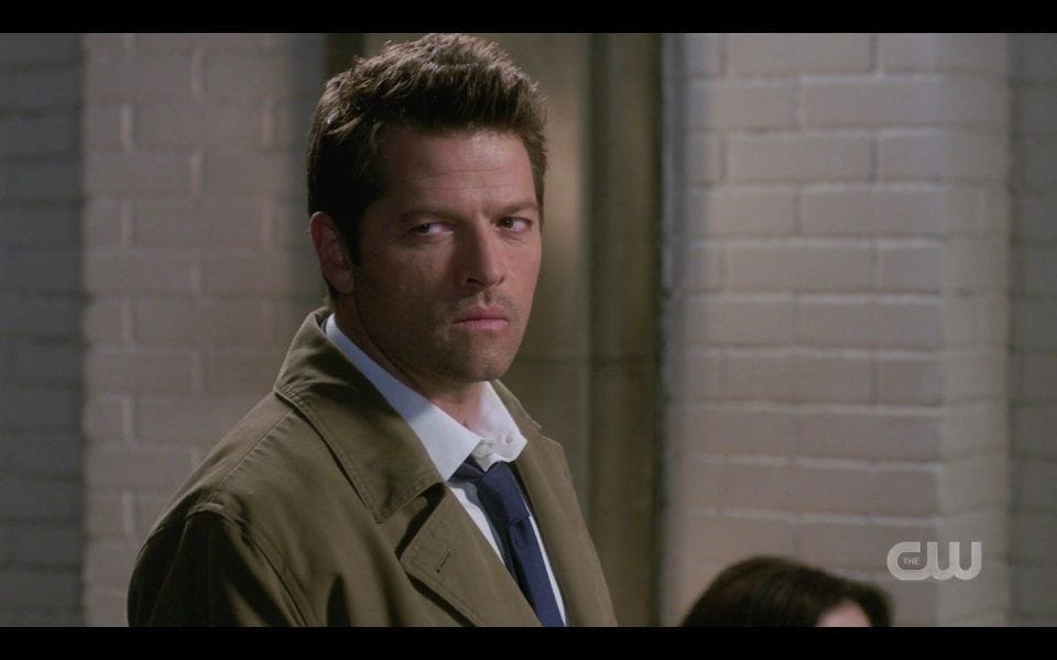 Misha Collins Castiel glaring in anger SPN