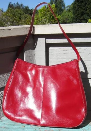 HOBO International Shoulder Purse Bright Red Leather Bag 14" x 11" x 3" Used - Picture 1 of 14