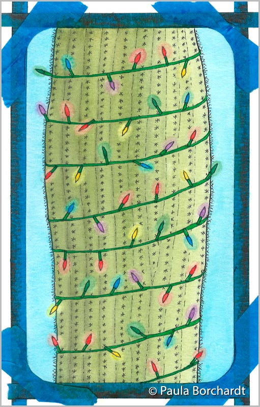 Enlightened Saguaro, Step 4 (pen & watercolor)