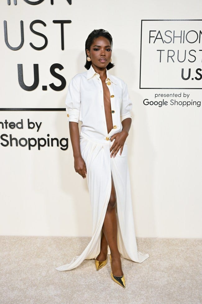 Ryan Destiny Dons Gold Le Silla Pumps at Fashion Trust U.S. Awards