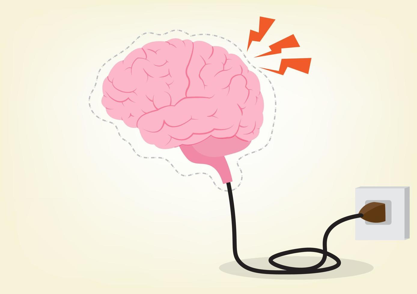 vector illustration The pale pink brain needs to be recharged by plugging  in a charger. to increase power to give the brain energy for creativity  more innovation 15008158 Vector Art at Vecteezy