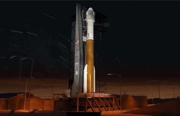 ULA Atlas V rocket preparing for first crewed Starliner flight in April 2023. 