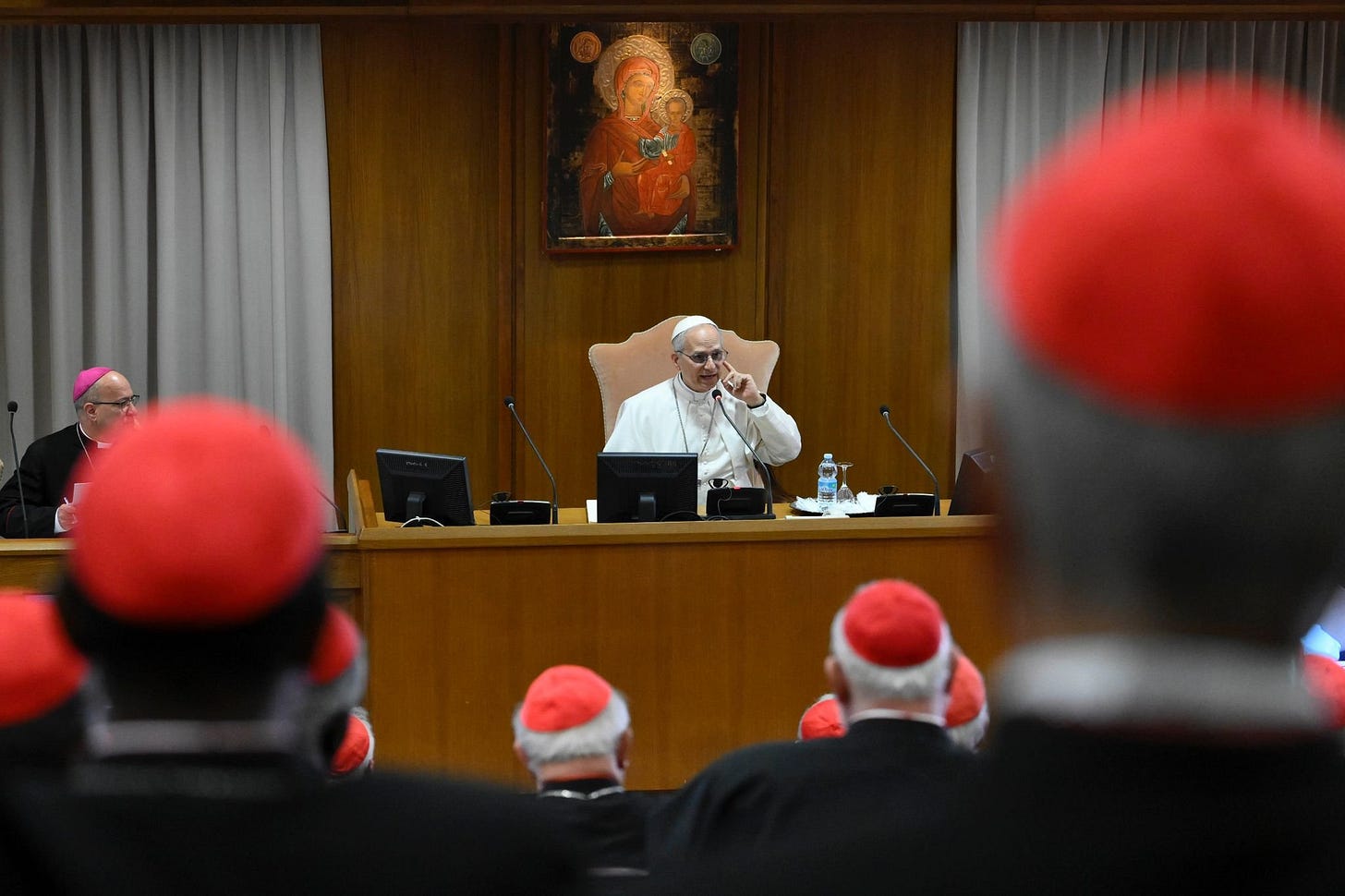 Pope Leo XIV addresses cardinals