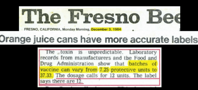 Toxine vaccinale Fresno Bee DPT