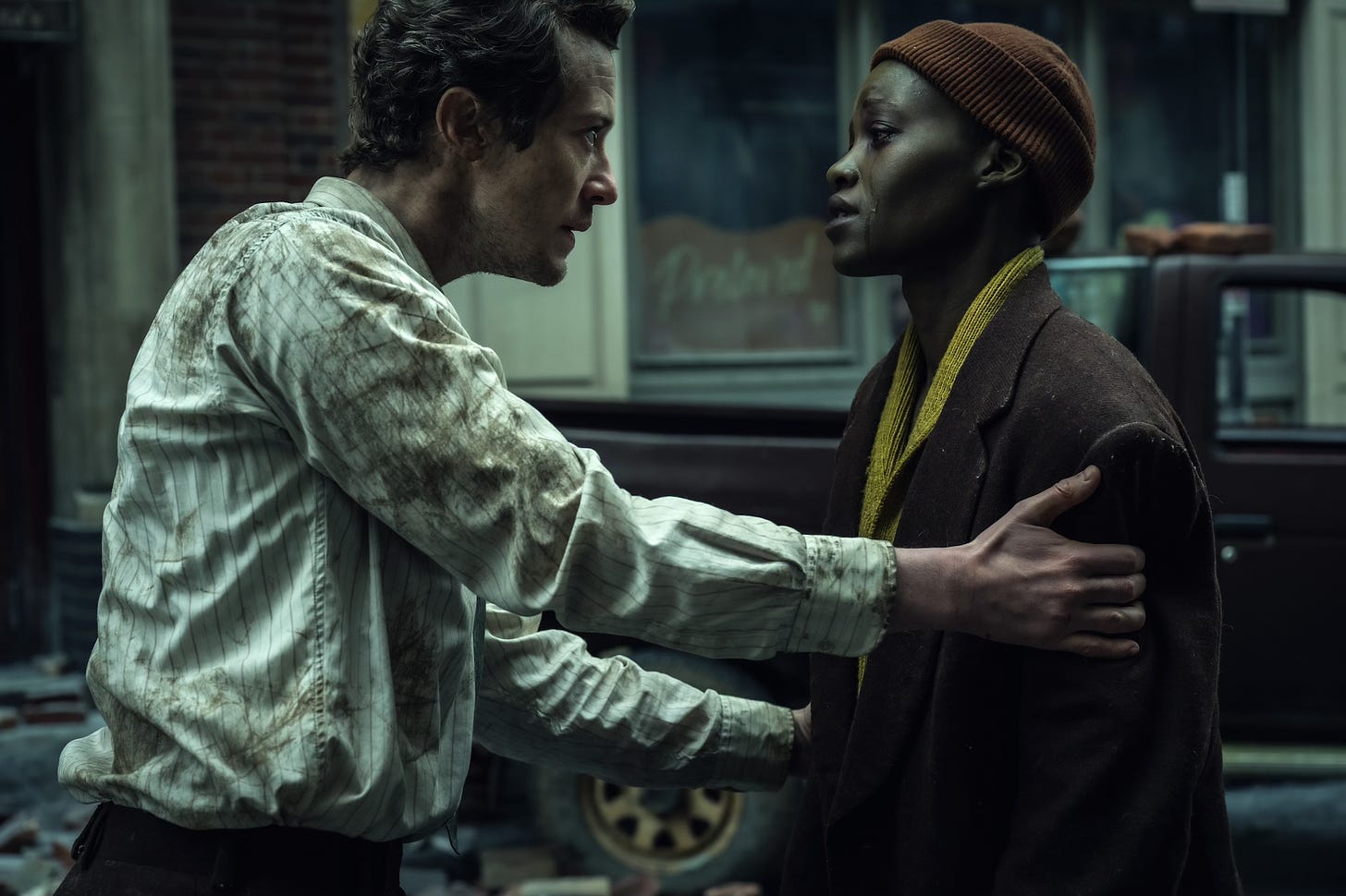 Eric (Joseph Quinn) and Sam (Lupita Nyong’o) in A Quiet Place: Day One