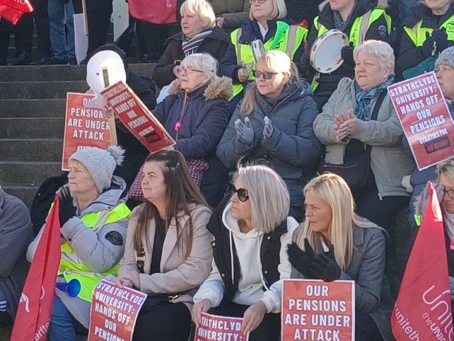 Unite members gathered on Friday morning. 
