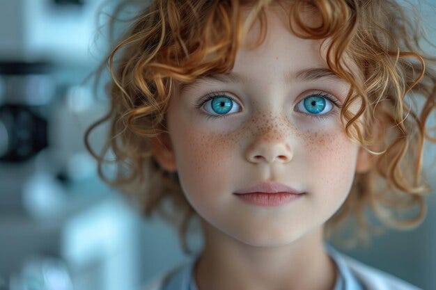 Premium Photo | Close up of child with blue eyes