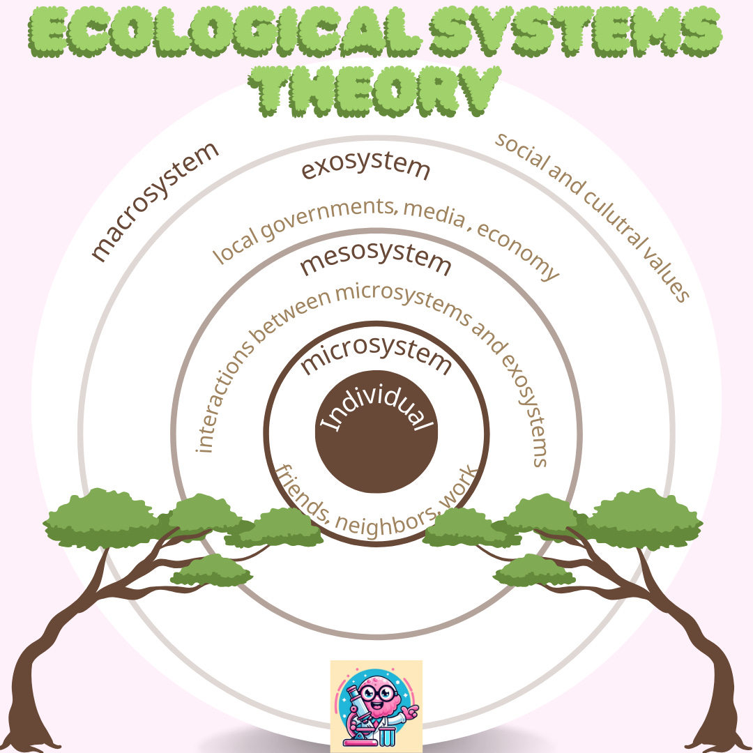 Diagram of ecological systems theory. Concentric circles around the individual indicate the differential influence of structures on someone's experience of life.
