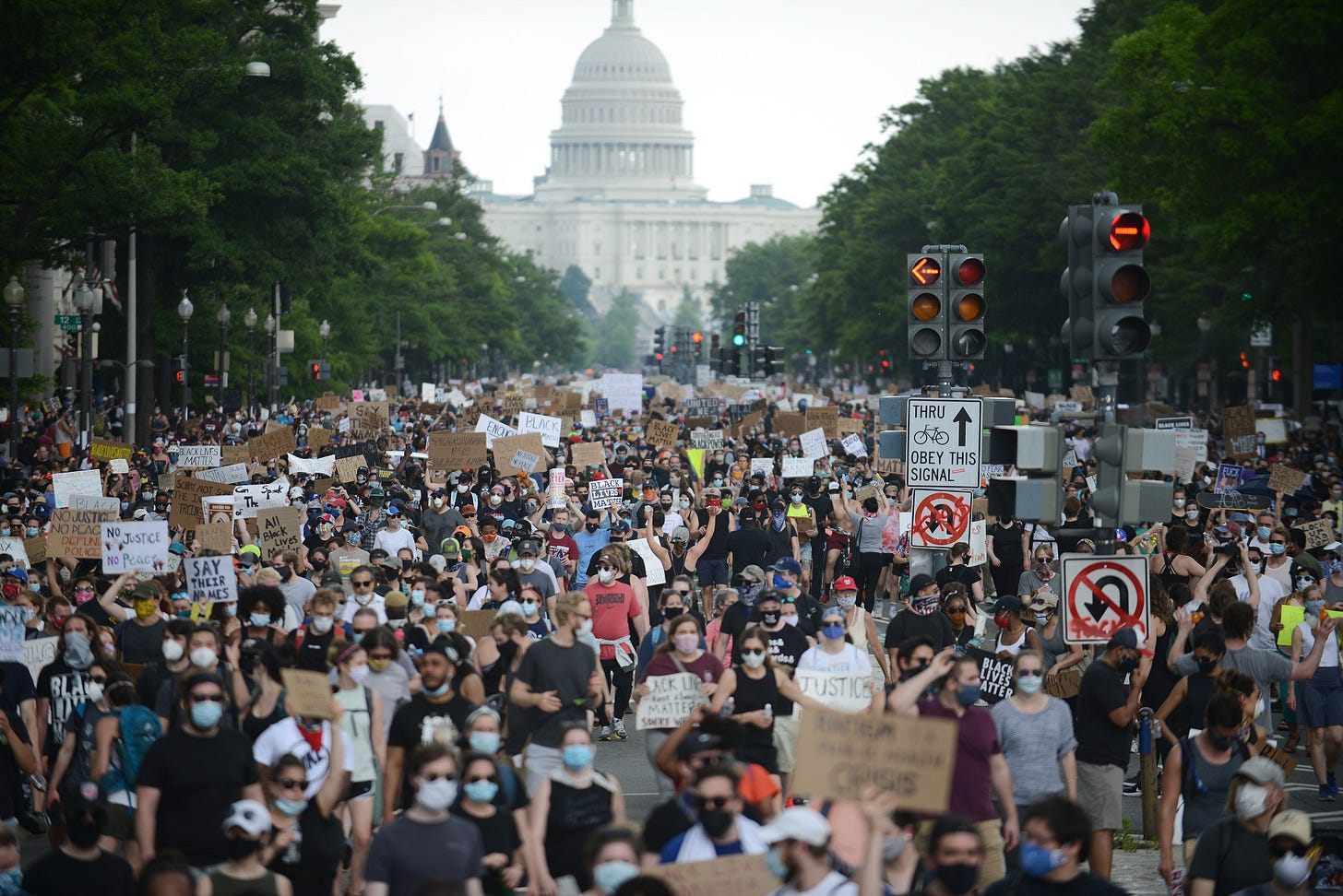 Protesters throng D.C. to denounce racism and police brutality after George  Floyd's death - The Washington Post