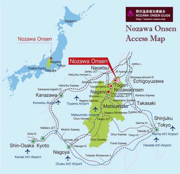 Nozawa Onsen Maps, trail maps, access map, village map