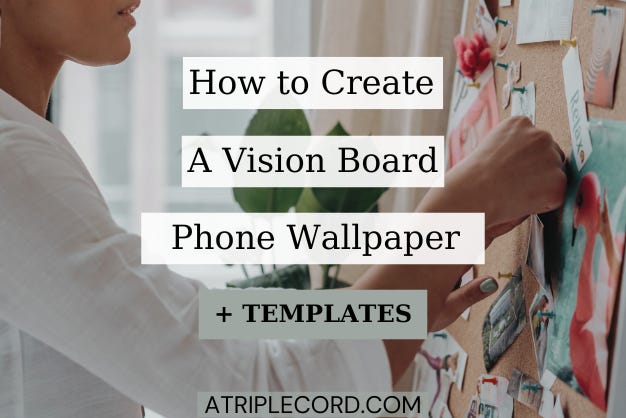 A woman pasting images on a vision board.