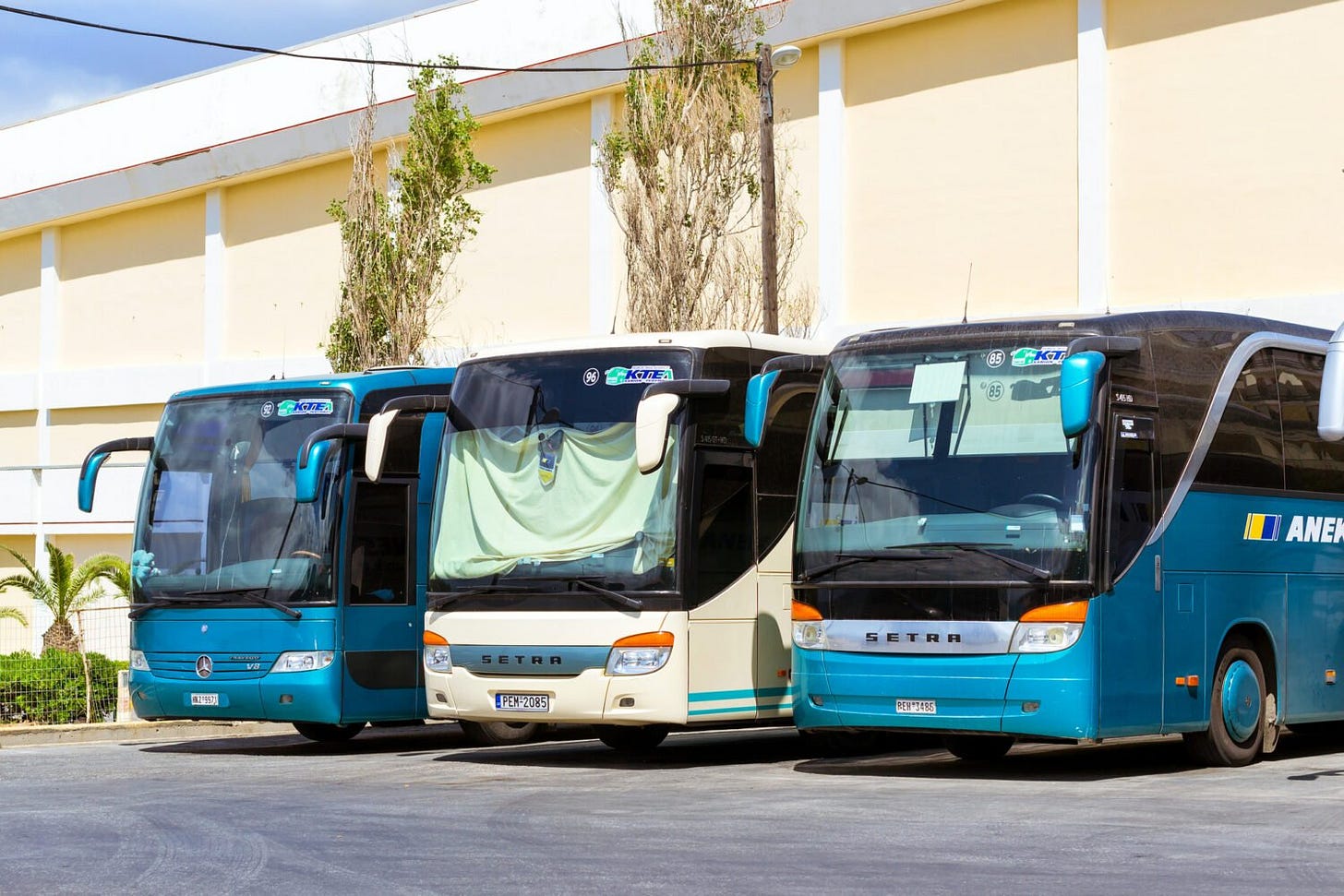 Passenger intercity buses in bus station Rethymno