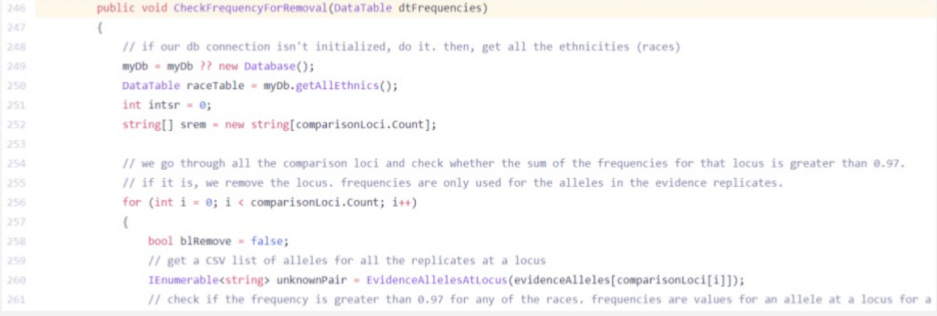 A screenshot of a snippet of FST source code.