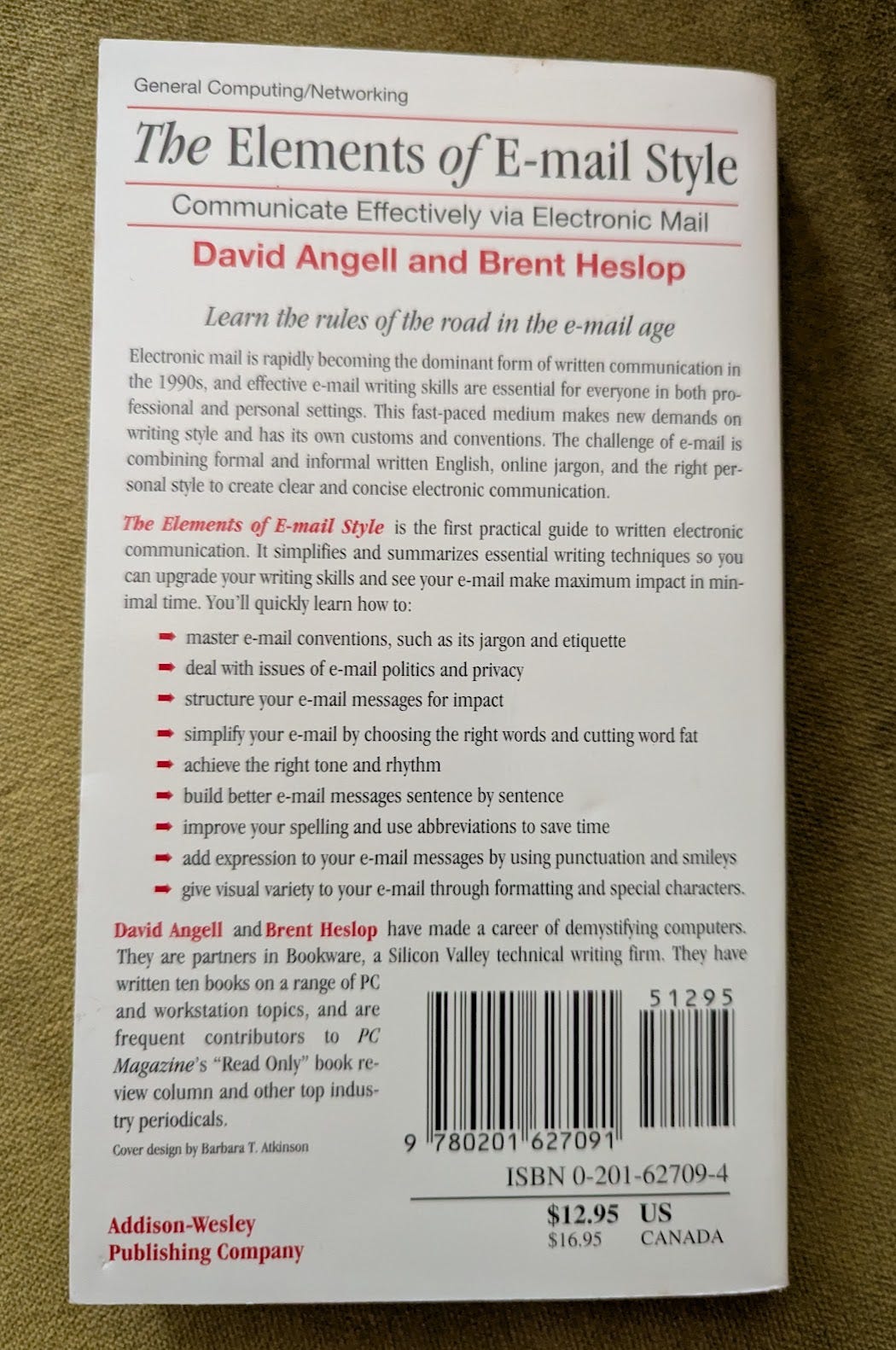 Back cover of The Elements of E-Mail Style