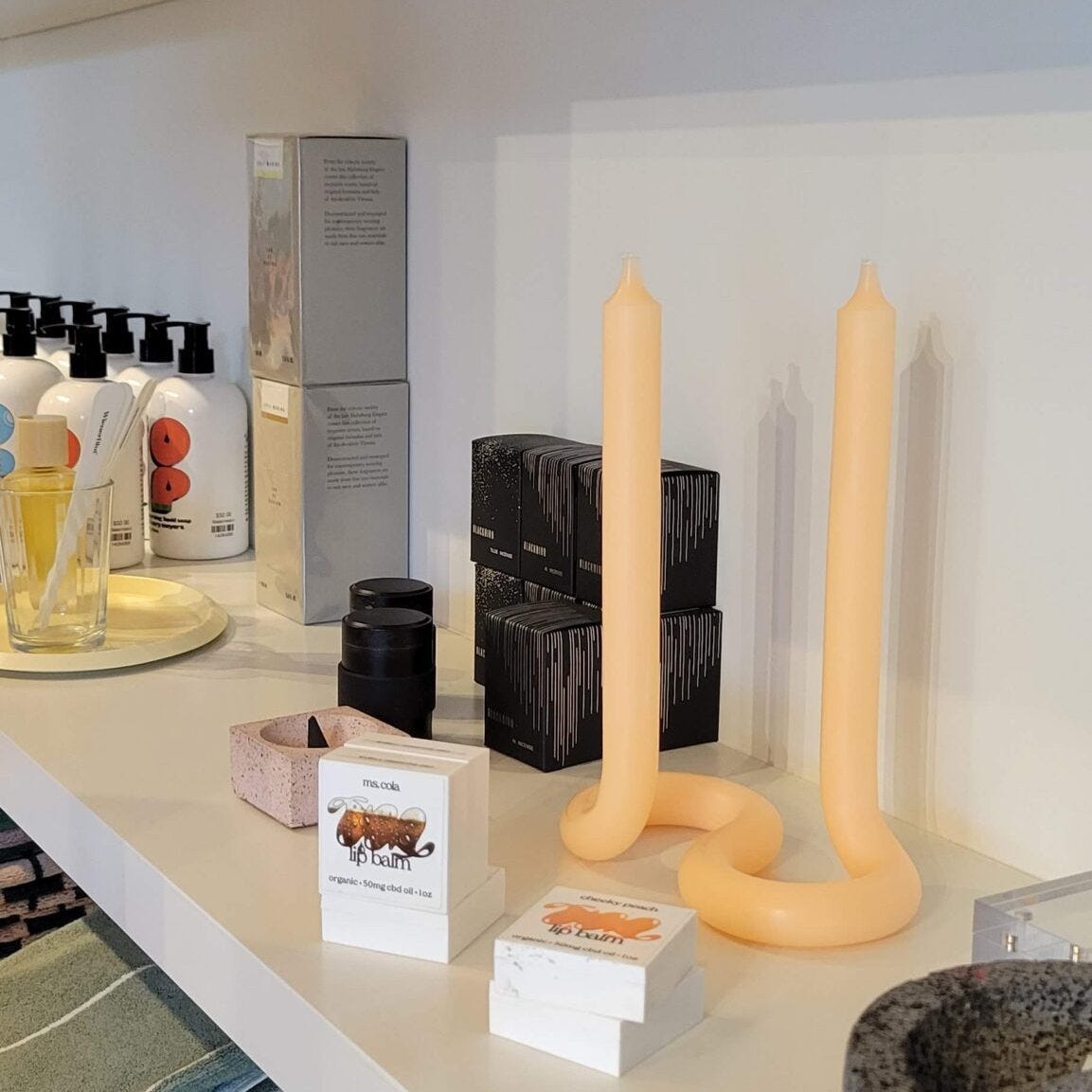 Candlesticks on a shelf