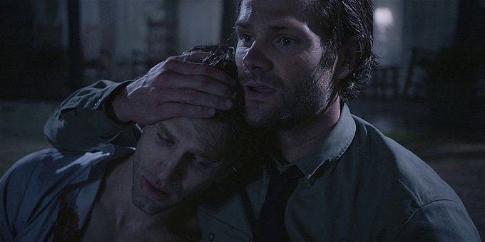 Walker Jared Padalecki holding LIam close from dying 1.13.