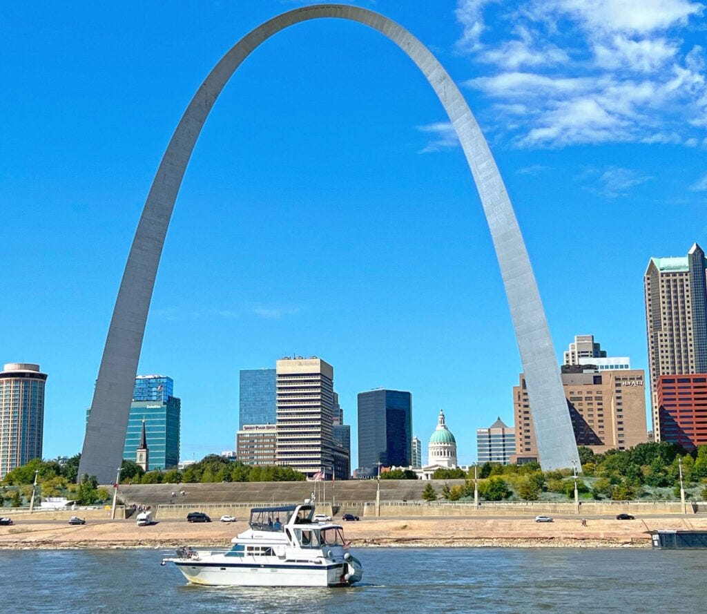 On the Mississippi River under the “Arch”