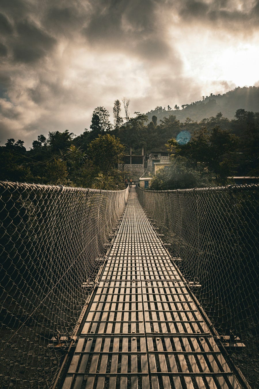 A long rope bridge A long rope bridge