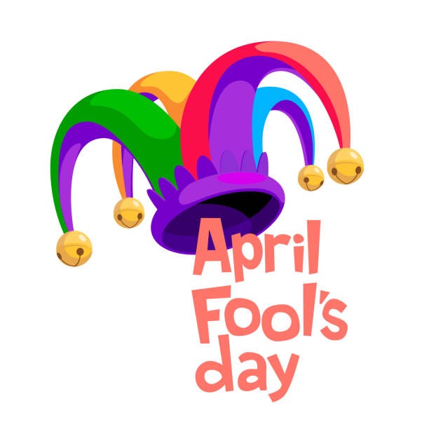 April Fools Day Lettering With Colorful Jester Hat Isolated On White  Background Stock Illustration - Download Image Now - iStock