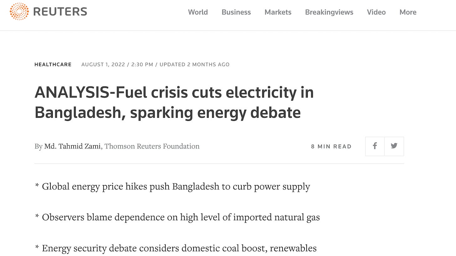 Analysis-Fuel crisis cuts electricity in Bangladesh