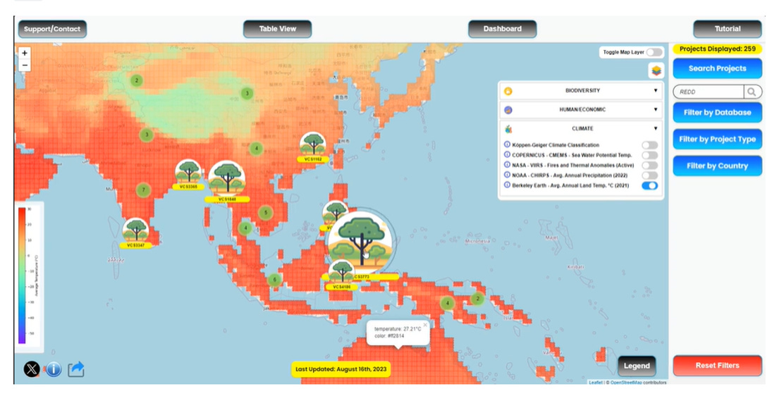 a map of south east asia showing the locations of carbon offset projects