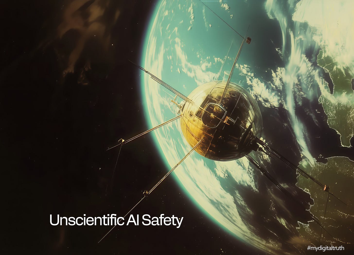 Illustration of Russian Sputnik satellite orbiting earth in 1957