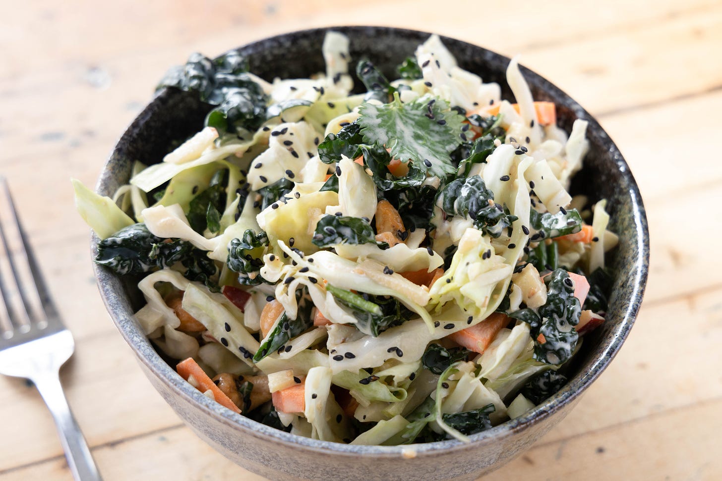 Green Cabbage Slaw with ginger dressing
