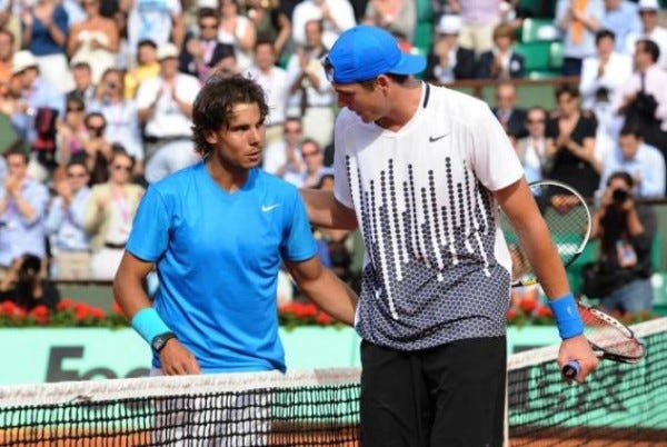 john isner vs rafael nadal loses 2015 rome masters