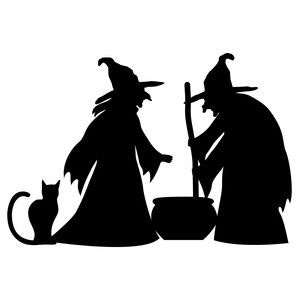 Silhouette Design Store: 2 Witches And A Cat | Halloween stencils,  Halloween yard art, Halloween quilts