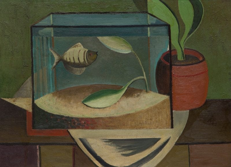 Artwork by Ray John Mead, Fish Tank, Made of Oil on canvas board