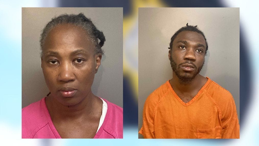 Marcell Renta and her son Daniel{&nbsp;}Bryant are accused of threatening to shoot up a church in Murrells Inlet. (Credit:{&nbsp;}Georgetown County Sheriff's Office){&nbsp;}