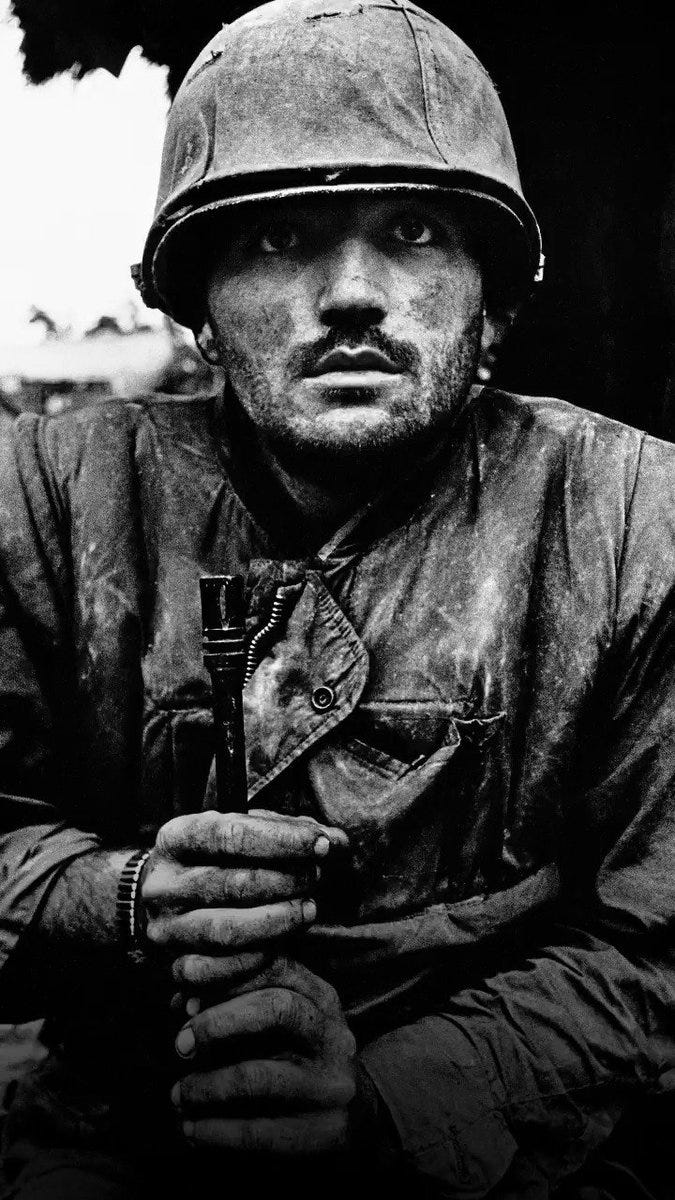 Shell Shocked Marine, Vietnam, Hue, 1968. © Don McCullin