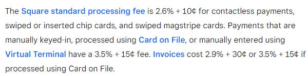 square up processing fees