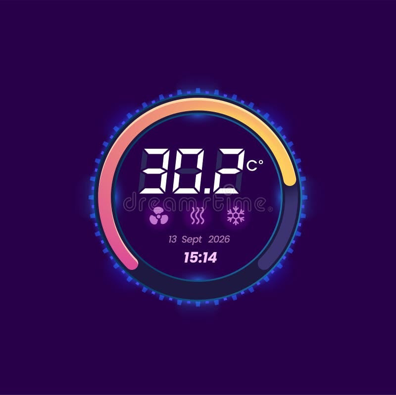 Thermostat Temperature Digital Control Dial Stock Vector - Illustration of  button, equipment: 266731606