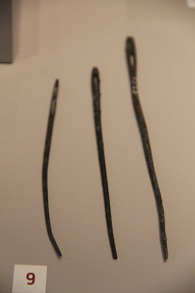 photograph of ancient sewing needles