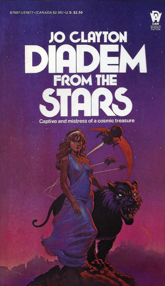 Book cover for DIADEM FROM THE STARS by Jo Clayton, published by DAW books