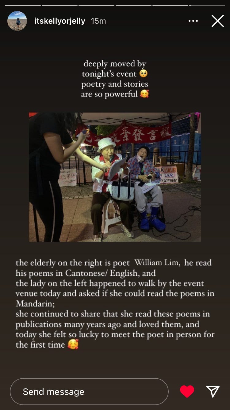 Woman reading William Lim's poetry