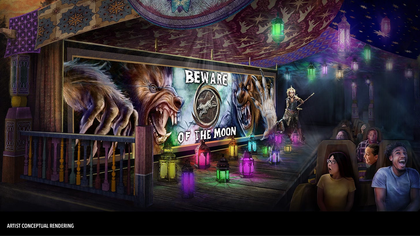 Curse of the Werewolf coaster rendering Epic Universe