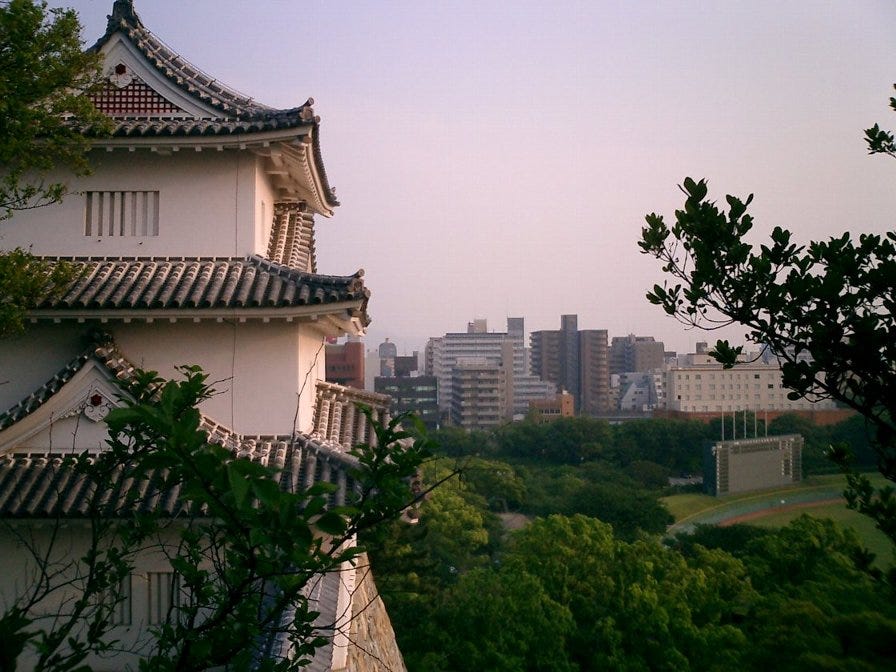 Akashi Castle overlooking the city