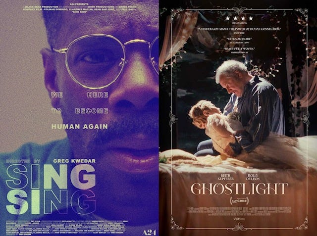 Theatrical posters for Sing Sing (left) and Ghostlight (right)