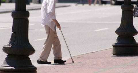 Old Man Cane Walks Slowly Down Stock Footage Video (100% Royalty-free)  1020782551 | Shutterstock