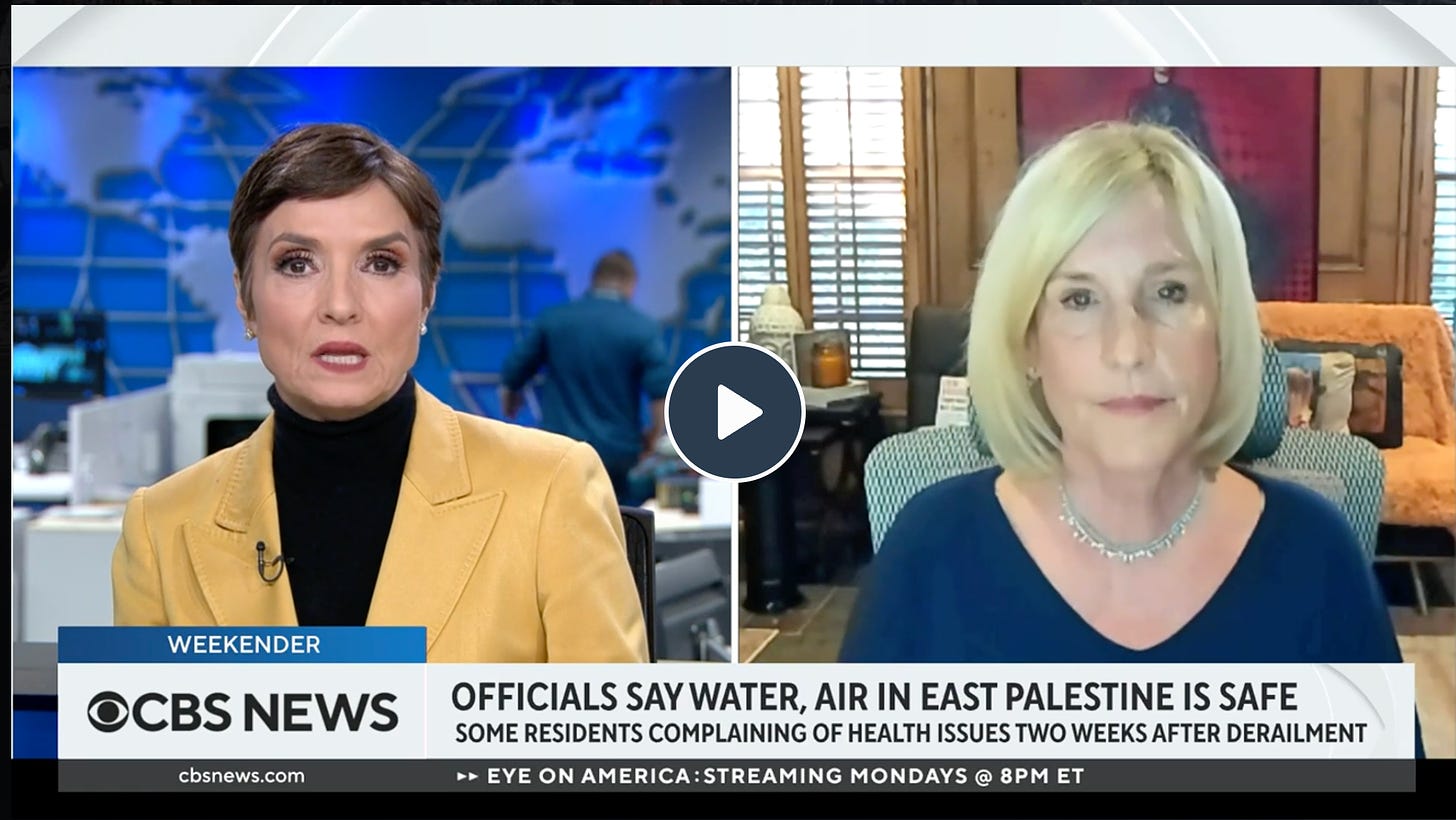 screen grab of CBS News interview with Erin Brockavich